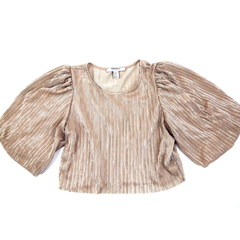 Forever 21 Contemporary Disco Puff Sleeve Blouse